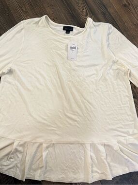J. Jill Cream Ruffle-Hem Long Sleeve Tunic